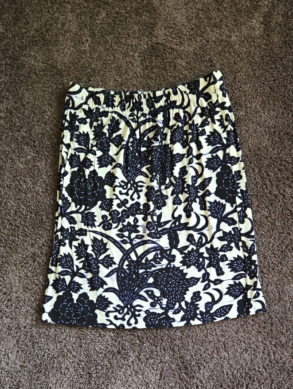 Ann Taylor Loft Blue Cream Print Knit Skirt M